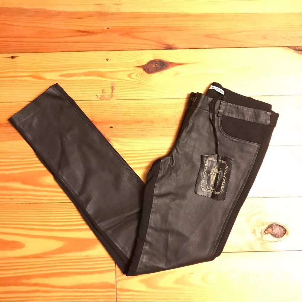 My Tribe Black Leather Skinny Jeans, NWT, S